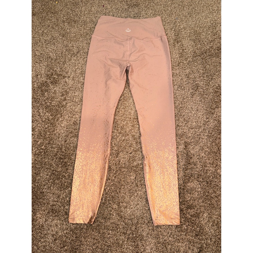 Beyond Yoga Womens High Waisted Ombre Rose Gold Foil Leggings Blush Pink Large - Picture 5 of 6